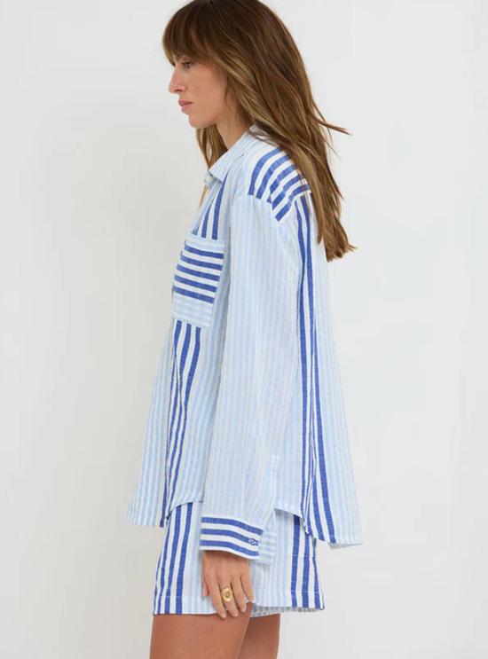  렘렘 블라우스 아이샤 버튼다운 탑 셰미지 블루 - LEMLEM