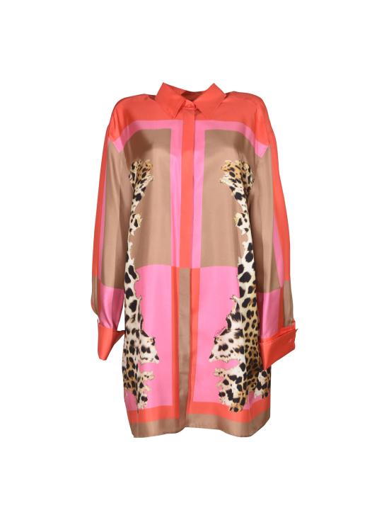 26SS 로베르토 카발리 미디 원피스 WQT160 OZR33 01510 Coral Red