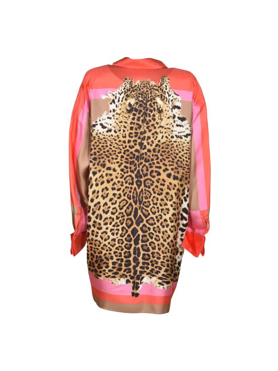 26SS 로베르토 카발리 미디 원피스 WQT160 OZR33 01510 Coral Red - ROBERTO CAVALLI