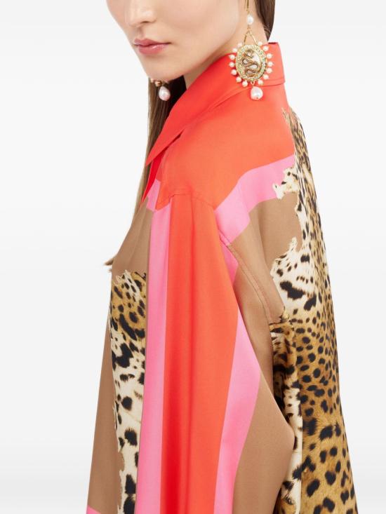 26SS 로베르토 카발리 미디 원피스 WQT160 OZR33 01510 Coral Red - ROBERTO CAVALLI