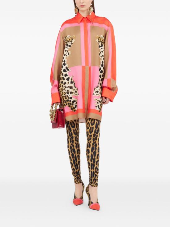 26SS 로베르토 카발리 미디 원피스 WQT160 OZR33 01510 Coral Red - ROBERTO CAVALLI