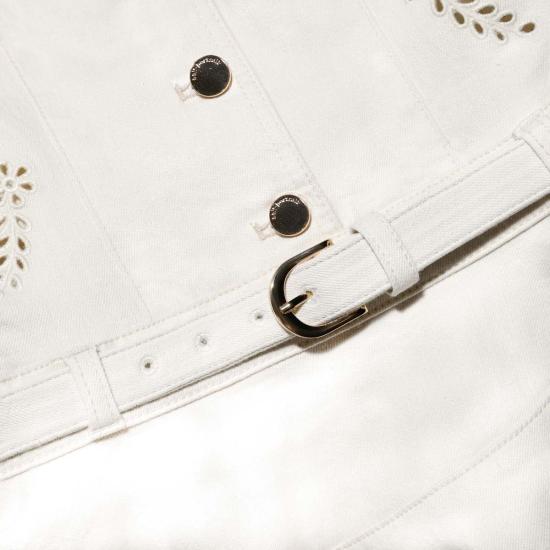  셀프 포트레이트 숏 원피스 자수 데님 미니 드레스 크림 - SELF PORTRAIT