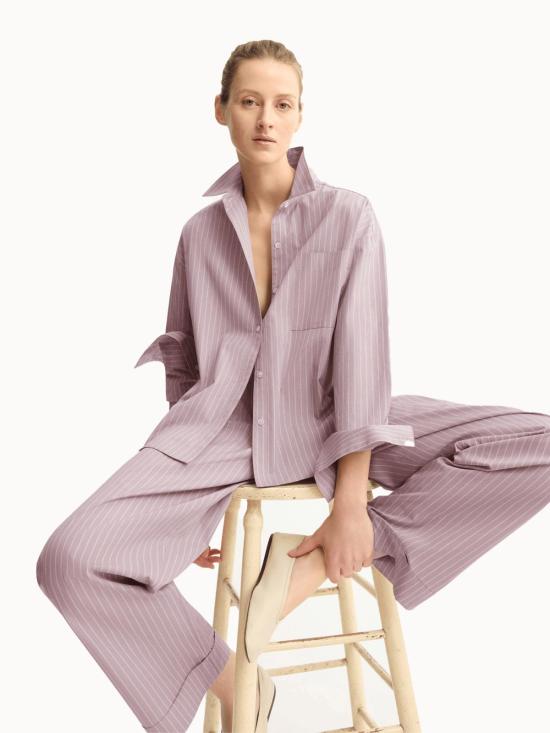  Arlo Mott 셔츠 알로 모트 와츠 사이드 버튼 셔츠 로즈 스트라이프