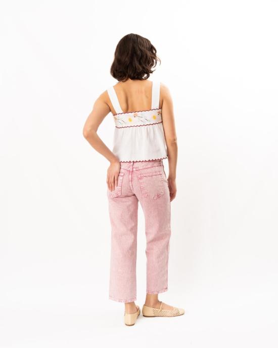  차오 루시아 블라우스 Ciao Lucia Ander 자수 리넨 탑 화이트 - CIAO LUCIA