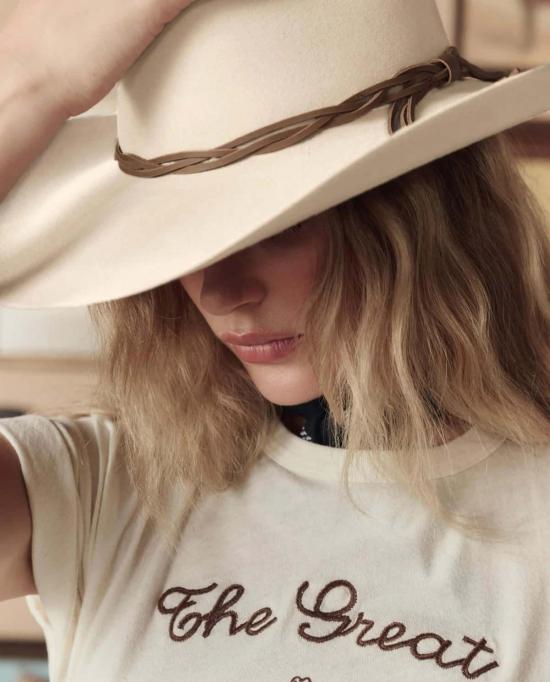  더 그레이트 반팔 티셔츠 그레이트. 박스형 크루 티셔츠 워시드 화이트 - THE GREAT