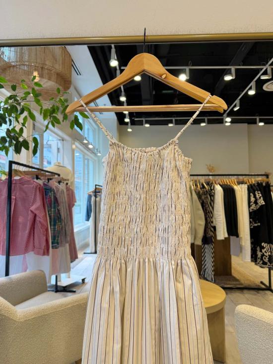  페이스풀더브랜드 롱 원피스 페이스풀 더 브랜드 아라셀리 맥시 드레스 피오리 스트라이프 레몬 - FAITHFULL THE BRAND