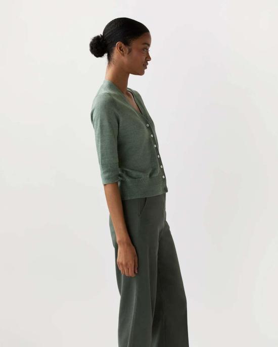  앤 매쉬번 가디건 반팔 로지 V넥 - ANN MASHBURN