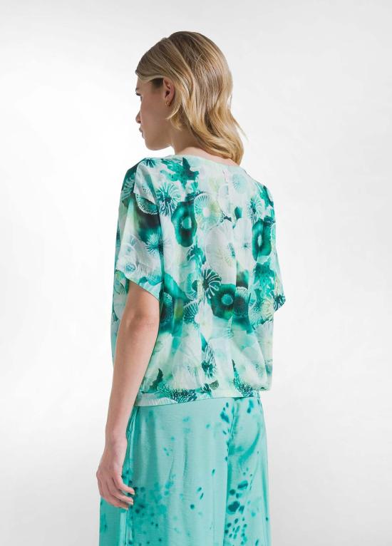  데하 블라우스 코튼 머슬린 탑 아쿠아 - DEHA