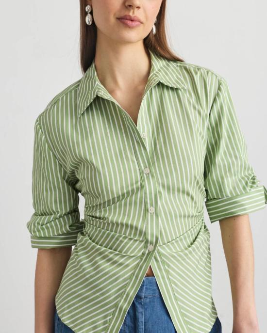  타냐 테일러 블라우스 윈슬렛 탑 아스파라거스/옵틱 화이트 - TANYA TAYLOR