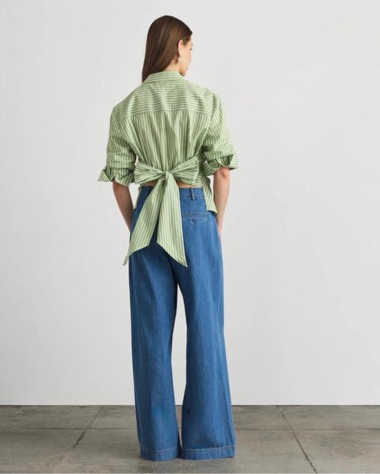  타냐 테일러 블라우스 윈슬렛 탑 아스파라거스/옵틱 화이트 - TANYA TAYLOR