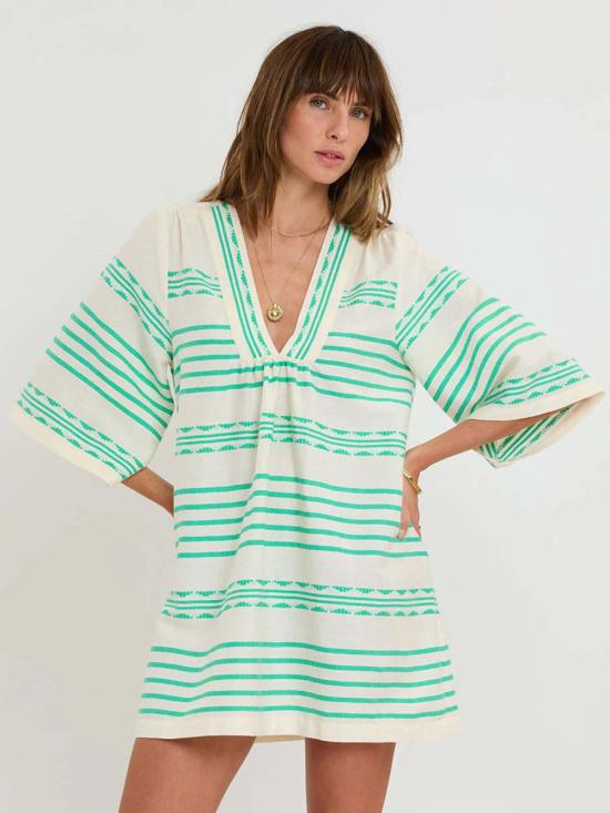  렘렘 숏 원피스 Lemlem Belkis 브이넥 카프탄 드레스 - LEMLEM