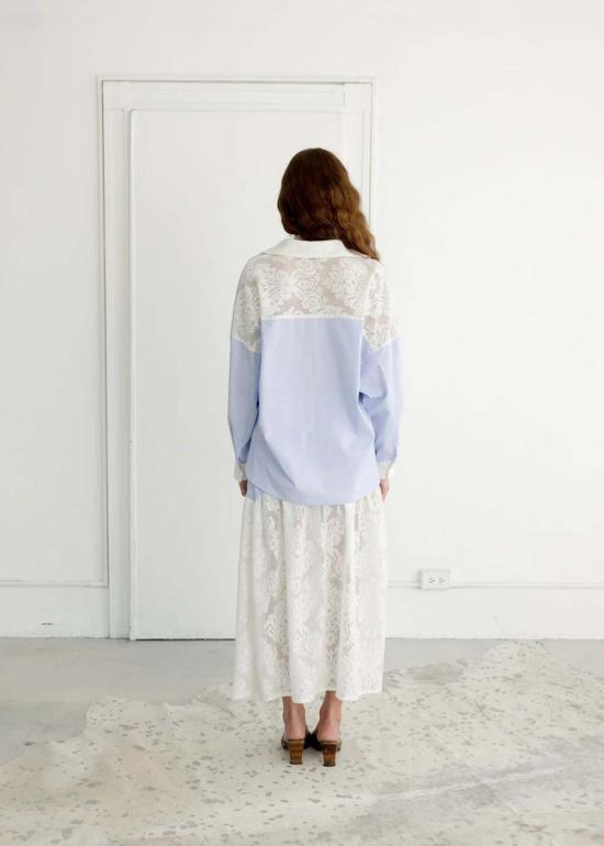  Bronze Age 셔츠 브론즈 에이지 로비 셔츠 마이크로 스트라이프/타비사 레이스 - BRONZE AGE