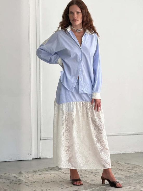  Bronze Age 셔츠 브론즈 에이지 로비 셔츠 마이크로 스트라이프/타비사 레이스