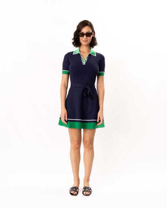  쇼산나 숏 원피스 쇼샤나 베넷 니트 드레스 네이비/그린/아이보리 - SHOSHANNA