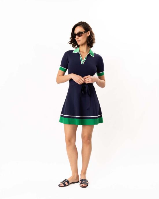  쇼산나 숏 원피스 쇼샤나 베넷 니트 드레스 네이비/그린/아이보리 - SHOSHANNA