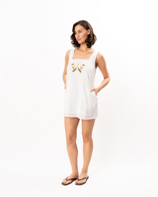  차오 루시아 숏 원피스 Ciao Lucia Edeme 자수 리넨 드레스 화이트 - CIAO LUCIA