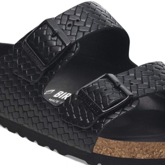  버켄스탁 뮬/슬리퍼 아리조나 가죽 엠보싱 샌들 블랙 - BIRKENSTOCK