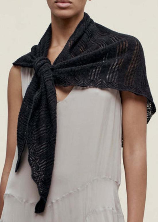  칼마이어 머플러/스카프 모헤어 레이스 삼각 스카프 블랙