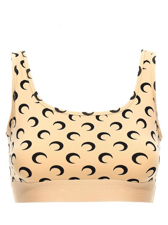  마린세르 민소매 티셔츠 마린 세르 문 프린트 저지 크롭탑 베이지