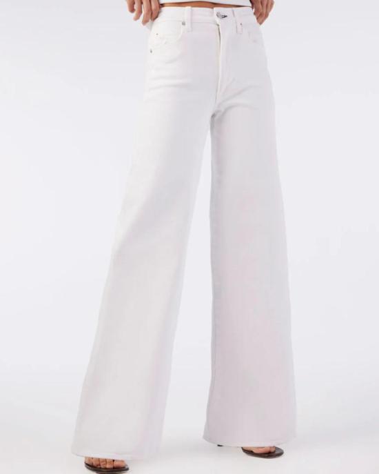  아모 데님 데님 팬츠 프리다 와이드 레그 진 알라바스터 - AMO DENIM