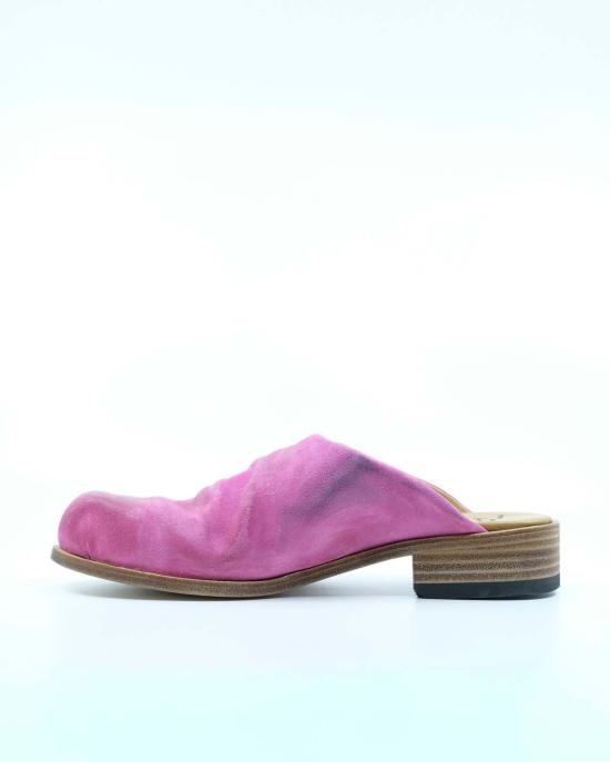  에드워드 커밍 뮬/슬리퍼 핑크 스웨이드 가죽 버블 토 뮬 핑크 - EDWARD CUMING