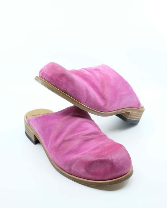  에드워드 커밍 뮬/슬리퍼 핑크 스웨이드 가죽 버블 토 뮬 핑크 - EDWARD CUMING