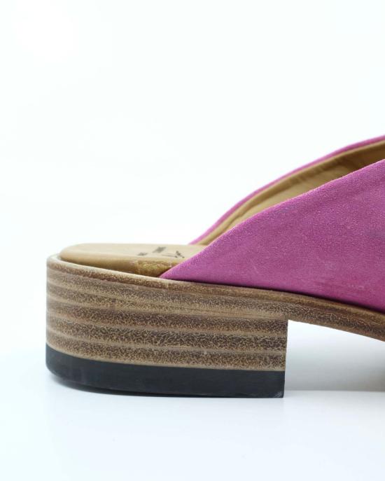  에드워드 커밍 뮬/슬리퍼 핑크 스웨이드 가죽 버블 토 뮬 핑크 - EDWARD CUMING