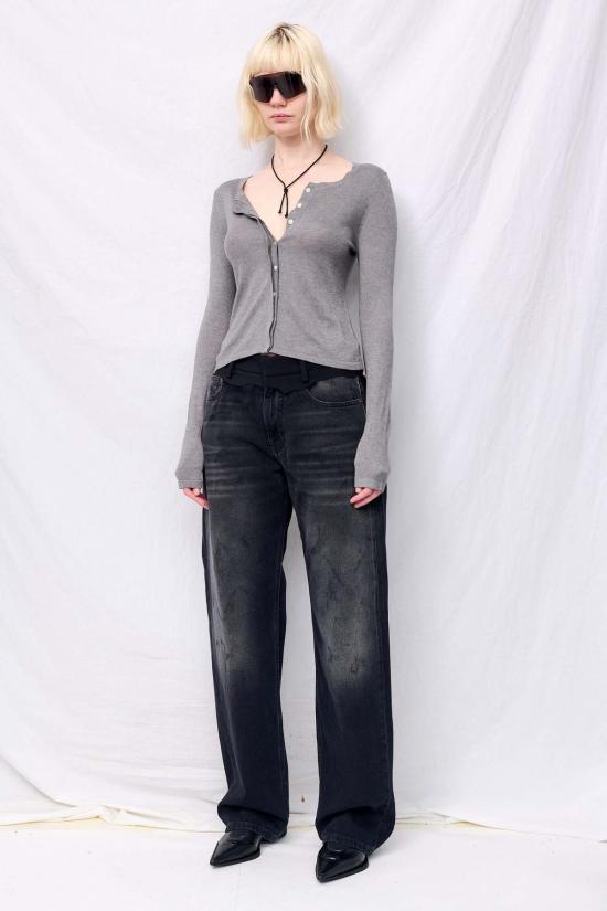  어셈블리 뉴욕 가디건 어셈블리 헤더 그레이 실크 캐시미어 히든 버튼 - ASSEMBLY NEW YORK