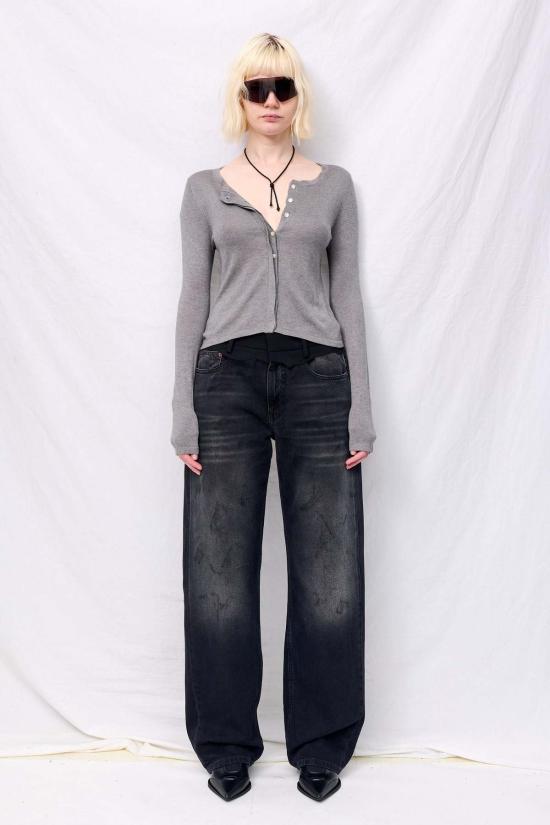  어셈블리 뉴욕 가디건 어셈블리 헤더 그레이 실크 캐시미어 히든 버튼 - ASSEMBLY NEW YORK