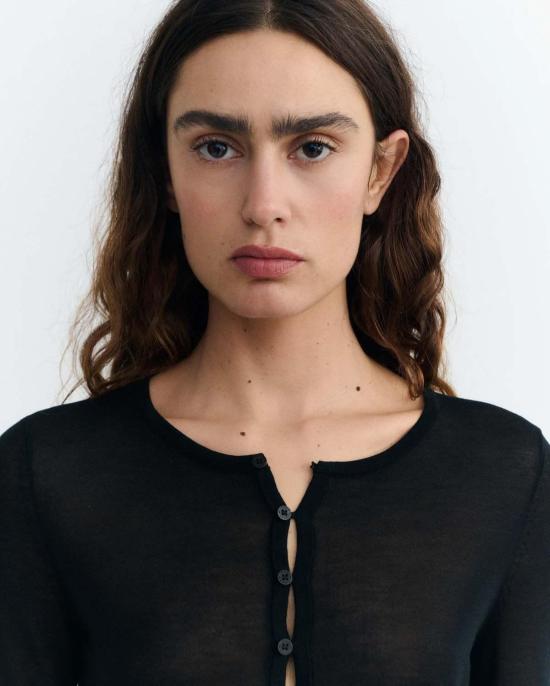  띵킹 뮤 가디건 씽킹 무 마농 시스루 니트  블랙 - THINKING MU