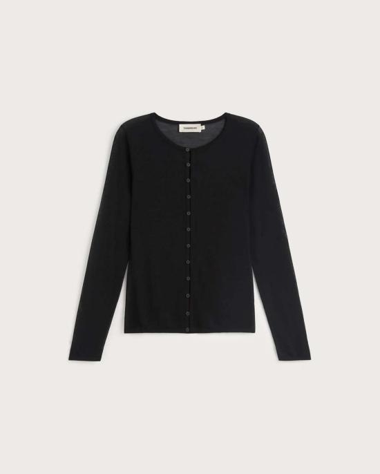  띵킹 뮤 가디건 씽킹 무 마농 시스루 니트  블랙 - THINKING MU