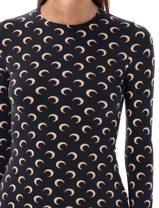  마린세르 긴팔 티셔츠 마린 세르 문 라운드넥 세컨드 스킨  블랙 문 탠 - MARINE SERRE