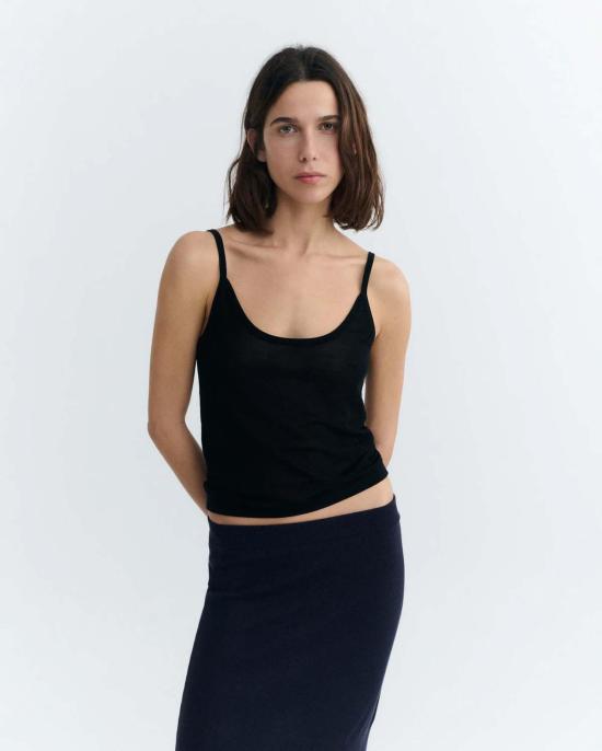  띵킹 뮤 블라우스 씽킹뮤 시스루 니트 탱크탑