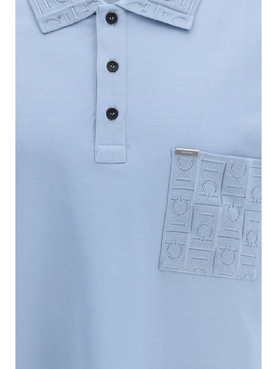 26SS 살바토레 페라가모 폴로 티셔츠 793822 010 BLUE - SALVATORE FERRAGAMO