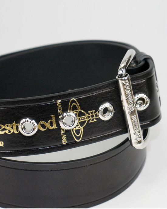 26SS 비비안웨스트우드 가죽 벨트 66010001 rhodium black leather W134 TU NERO - VIVIENNE WESTWOOD