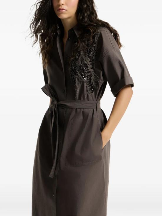 26SS 브루넬로 쿠치넬리 미디 원피스 M0F79AHD91 C8589 DARK BROWN - BRUNELLO CUCINELLI