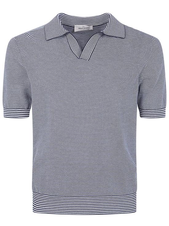 26SS 그랑싸쏘 폴로 티셔츠 57191 18061 598 GREY BLACK STRIPES