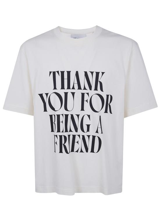 26SS 아미 코튼 시그니쳐 프린트 티셔츠 UTS384 726 136 WHITE CREAM