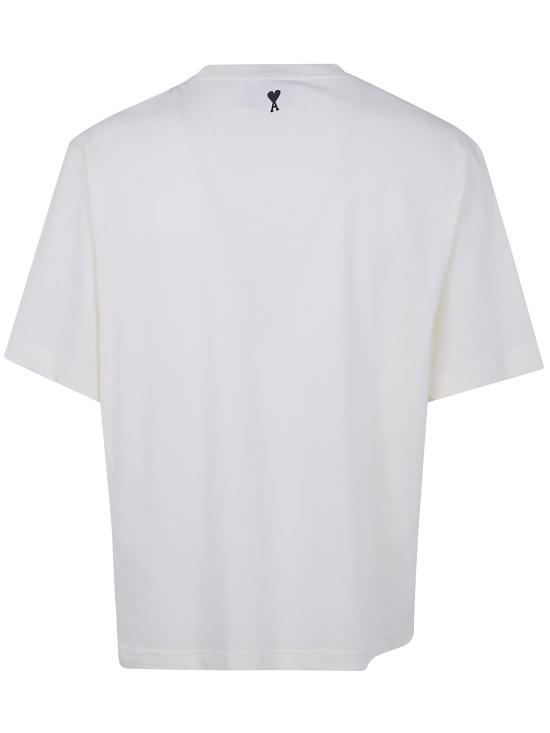 26SS 아미 코튼 시그니쳐 프린트 티셔츠 UTS384 726 136 WHITE CREAM - AMI