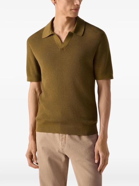 26SS 에르메네질도제냐 폴로 티셔츠 UHC26A3 C31 V04 BROWN - ERMENEGILDO ZEGNA