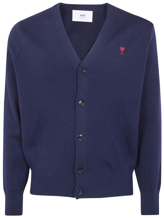 26SS 아미 ADC 울 V넥 가디건 HKC361 001 414 NAVY RED - AMI