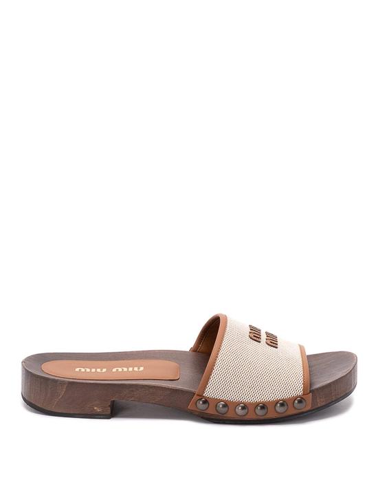 26SS 미우미우 뮬/슬리퍼 5Z445EQ1DF030F062F Beige