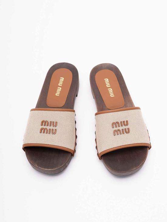26SS 미우미우 뮬/슬리퍼 5Z445EQ1DF030F062F Beige - MIU MIU