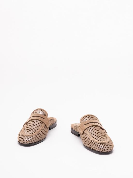 26SS 브루넬로 쿠치넬리 레더 스파클링 네트 뮬 MZDVC3211C2767 Brown - BRUNELLO CUCINELLI