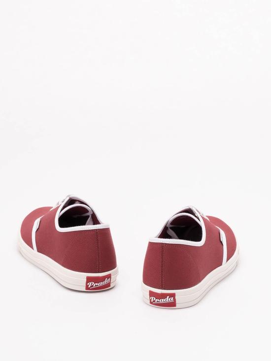 26SS 프라다 드릴 패브릭 스니커즈 2EE4673LKEFG000F0007 Dark Red - PRADA