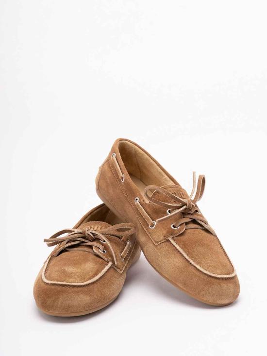  미우미우 언라인드 스웨이드 로퍼 5D123EZ5OFD005F0401 Camel - MIU MIU