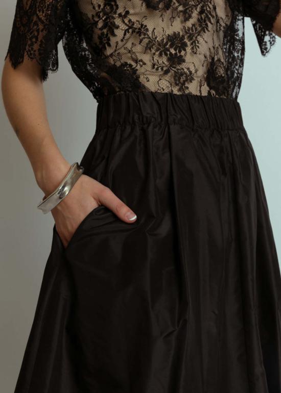  아쿠아리우스 칵테일 미디 스커트 타프타 르 스커트 블랙