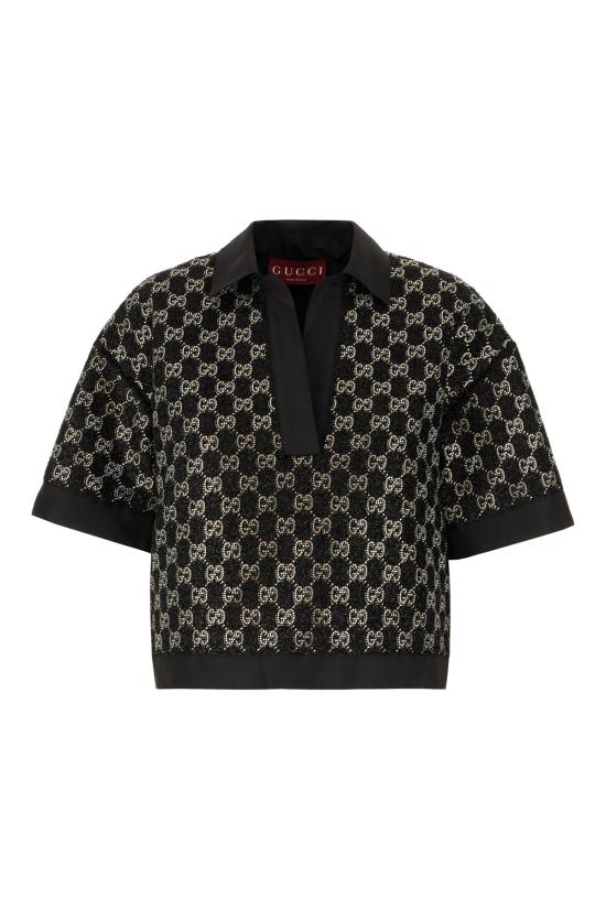 26SS 구찌 울 트위드 라메 탑 846682ZARWY 1000 NERO