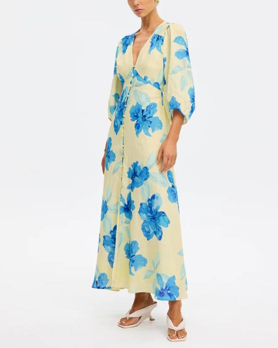  키바리 롱 원피스 소피 맥시 드레스 옐로우/블루 - KIVARI