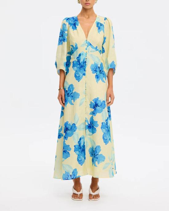  키바리 롱 원피스 소피 맥시 드레스 옐로우/블루 - KIVARI